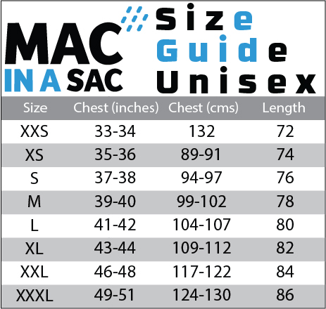 Mac in a Sac Unisex Size Guide